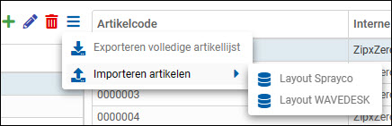Snelkoppeling om artikelen te importeren in WAVEDESK